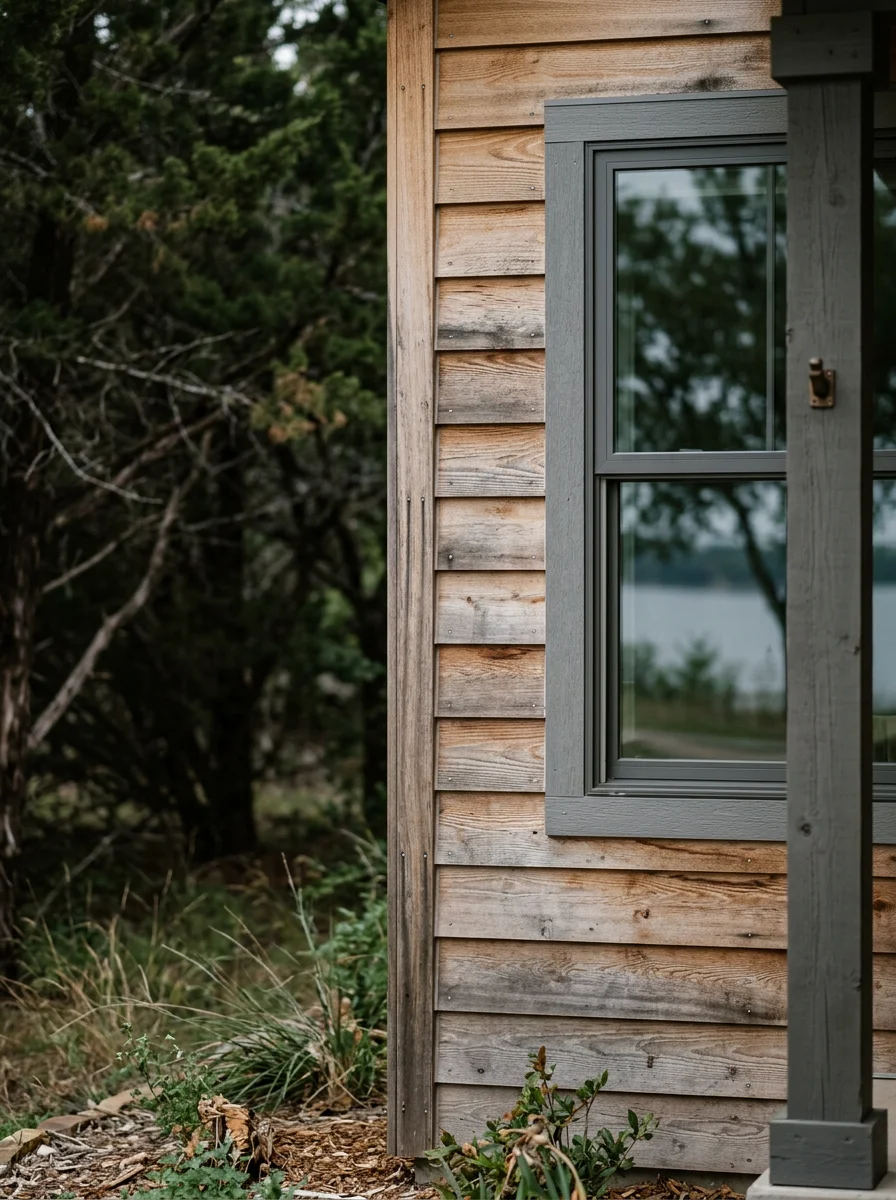 Close-up of well-maintained exterior on a Lake Texoma property, showing weather-resistant materials and quality construction.