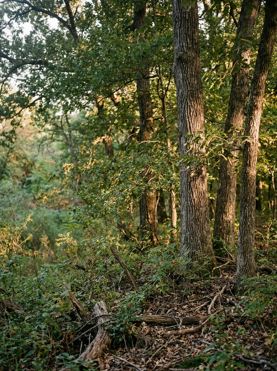 Trinity River basin near Whitesboro showing dense tree canopy and riparian vegetation